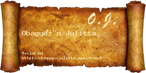 Obagyán Julitta névjegykártya